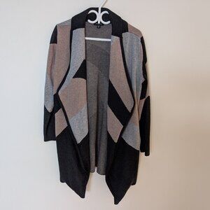 Le Chateau - Striped knit sweater or cardigan with draped neckline